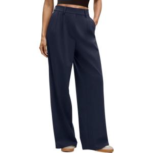 imageLASLULU Womens Yoga Dress Pants Casual Wide Leg Stretchy Office Travel Trousers Business Casual Work Pants SlacksNavy Blue