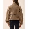 imageLASLULU Womens Fuzzy Sherpa Fleece Jacket Zip Up Oversized Sweatshirts Long Sleeve Winter Clothes Warm SweaterKhaki