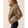 imageLASLULU Womens Fuzzy Sherpa Fleece Jacket Zip Up Oversized Sweatshirts Long Sleeve Winter Clothes Warm SweaterKhaki
