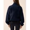 imageLASLULU Womens Fuzzy Sherpa Fleece Jacket Zip Up Oversized Sweatshirts Long Sleeve Winter Clothes Warm SweaterNavy Blue