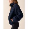imageLASLULU Womens Fuzzy Sherpa Fleece Jacket Zip Up Oversized Sweatshirts Long Sleeve Winter Clothes Warm SweaterNavy Blue