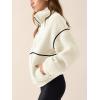 imageLASLULU Womens Fuzzy Sherpa Fleece Jacket Zip Up Oversized Sweatshirts Long Sleeve Winter Clothes Warm SweaterOffwhite