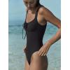 imageLASLULU Women One Piece Swimsuit Cutout Tie Tummy Control Bathing Suit Adjustable Straps Sweetheart Neck Swim Suits SXLBlack