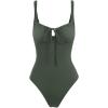 imageLASLULU Women One Piece Swimsuit Cutout Tie Tummy Control Bathing Suit Adjustable Straps Sweetheart Neck Swim Suits SXLGreen
