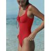 imageLASLULU Women One Piece Swimsuit Cutout Tie Tummy Control Bathing Suit Adjustable Straps Sweetheart Neck Swim Suits SXLRed