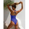 imageLASLULU Womens One Piece Swimsuits Sexy Halter Backless Slimming Cheeky Bathing Suit Tummy Control SwimsuitKlein Blue