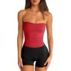 imageLASLULU Womens Sexy Tube Top Backless Strapless Bandeau Sleeveless Summer Y2K Cute Going Out Basic Crop Tank TopRed