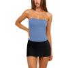 imageLASLULU Womens Sexy Tube Top Backless Strapless Bandeau Sleeveless Summer Y2K Cute Going Out Basic Crop Tank TopSky Blue