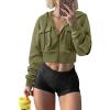 imageLASLULU Womens Zip Up Hoodies Sweatshirts Fleece Cropped Hooded Sweatshirts Zip Jackets 2025 Fashion Trendy Fall OutfitsArmy Green
