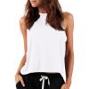 imageLASLULU Womens Crop Tops Sleeveless Workout Tops Halter Neck Cropped Tank Flowy Athletic Shirts Muscle TankWhite