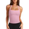 imageLASLULU Womens Sexy Halter Sports Bra Workout Tops Wirefree Sleeveless Gym Yoga Tank Tops Y2k Casual CropStrawberry Milkshake