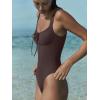 image:imageLASLULU Women One Piece Swimsuit Cutout Tie Push Up Bathing Suit Slimming Sexy Swim Suits with Padded Adjustable StrapsCoffee Brown