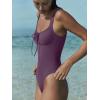 image:imageLASLULU Women One Piece Swimsuit Cutout Tie Push Up Bathing Suit Slimming Sexy Swim Suits with Padded Adjustable StrapsPurple
