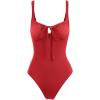 image:imageLASLULU Women One Piece Swimsuit Cutout Tie Push Up Bathing Suit Slimming Sexy Swim Suits with Padded Adjustable StrapsRed