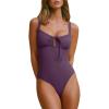 image:imageLASLULU Women One Piece Swimsuit Cutout Tie Push Up Bathing Suit Slimming Sexy Swim Suits with Padded Adjustable StrapsPurple