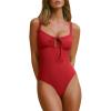 image:imageLASLULU Women One Piece Swimsuit Cutout Tie Push Up Bathing Suit Slimming Sexy Swim Suits with Padded Adjustable StrapsRed