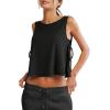 image:imageLASLULU Womens Sleeveless Workout Tank Tops Side Tie Sports Gym Running Yoga Exercise Athletic Shirts Cropped Tank TopBlack