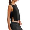 image:imageLASLULU Womens Sleeveless Workout Tank Tops Side Tie Sports Gym Running Yoga Exercise Athletic Shirts Cropped Tank TopBlack