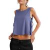 image:imageLASLULU Womens Sleeveless Workout Tank Tops Side Tie Sports Gym Running Yoga Exercise Athletic Shirts Cropped Tank TopBlue Nova