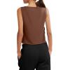 image:imageLASLULU Womens Sleeveless Workout Tank Tops Side Tie Sports Gym Running Yoga Exercise Athletic Shirts Cropped Tank TopCoffee