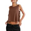 image:imageLASLULU Womens Sleeveless Workout Tank Tops Side Tie Sports Gym Running Yoga Exercise Athletic Shirts Cropped Tank TopCoffee