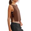 image:imageLASLULU Womens Sleeveless Workout Tank Tops Side Tie Sports Gym Running Yoga Exercise Athletic Shirts Cropped Tank TopCoffee