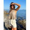 image:imageLASLULU Womens Sleeveless Workout Tank Tops Side Tie Sports Gym Running Yoga Exercise Athletic Shirts Cropped Tank TopKhaki