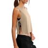 image:imageLASLULU Womens Sleeveless Workout Tank Tops Side Tie Sports Gym Running Yoga Exercise Athletic Shirts Cropped Tank TopKhaki