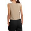 image:imageLASLULU Womens Sleeveless Workout Tank Tops Side Tie Sports Gym Running Yoga Exercise Athletic Shirts Cropped Tank TopKhaki