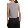 image:imageLASLULU Womens Sleeveless Workout Tank Tops Side Tie Sports Gym Running Yoga Exercise Athletic Shirts Cropped Tank TopLight Grey
