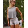 image:imageLASLULU Womens Sleeveless Workout Tank Tops Side Tie Sports Gym Running Yoga Exercise Athletic Shirts Cropped Tank TopLight Grey