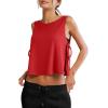 image:imageLASLULU Womens Sleeveless Workout Tank Tops Side Tie Sports Gym Running Yoga Exercise Athletic Shirts Cropped Tank TopRed