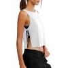 image:imageLASLULU Womens Sleeveless Workout Tank Tops Side Tie Sports Gym Running Yoga Exercise Athletic Shirts Cropped Tank TopWhite