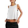 image:imageLASLULU Womens Sleeveless Workout Tank Tops Side Tie Sports Gym Running Yoga Exercise Athletic Shirts Cropped Tank TopWhite