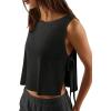 image:imageLASLULU Womens Sleeveless Workout Tank Tops Side Tie Sports Gym Running Yoga Exercise Athletic Shirts Cropped Tank TopBlack