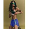 image:imageLASLULU Womens Running Shorts High Waisted Contrast Color Biker Athletic Workout Summer Gym Shorts Quick Dry with Zip PocketKlein Blue