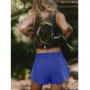 image:imageLASLULU Womens Running Shorts High Waisted Contrast Color Biker Athletic Workout Summer Gym Shorts Quick Dry with Zip PocketKlein Blue