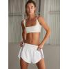 image:imageLASLULU Womens Running Shorts High Waisted Contrast Color Biker Athletic Workout Summer Gym Shorts Quick Dry with Zip PocketWhite