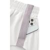 image:imageLASLULU Womens Running Shorts High Waisted Contrast Color Biker Athletic Workout Summer Gym Shorts Quick Dry with Zip PocketWhite