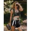 image:imageLASLULU Womens Running Shorts Contrast Color Biker Athletic Workout Summer Gym Shorts Quick Dry with Zip PocketBlack