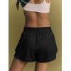 image:imageLASLULU Womens Running Shorts Contrast Color Biker Athletic Workout Summer Gym Shorts Quick Dry with Zip PocketBlack