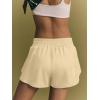 image:imageLASLULU Womens Running Shorts Contrast Color Biker Athletic Workout Summer Gym Shorts Quick Dry with Zip PocketKhaki