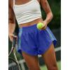 image:imageLASLULU Womens Running Shorts Contrast Color Biker Athletic Workout Summer Gym Shorts Quick Dry with Zip PocketKlein Blue