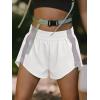 image:imageLASLULU Womens Running Shorts Contrast Color Biker Athletic Workout Summer Gym Shorts Quick Dry with Zip PocketWhite