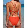 image:imageLASLULU Womens Sexy One Piece Swimsuits V Neck Padded Bathing Suit Modest Front Cutout Open Back Slimming SwimsuitOrange