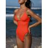 image:imageLASLULU Womens Sexy One Piece Swimsuits V Neck Padded Bathing Suit Modest Front Cutout Open Back Slimming SwimsuitOrange
