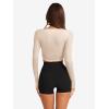 image:imageLASLULU Womens Tie Front Wrap Tops Long Sleeve Bolero Shrugs Crop Cardigan Yoga Ballet Cover up Tops Pilates OutfitsApricot