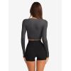 image:imageLASLULU Womens Tie Front Wrap Tops Long Sleeve Bolero Shrugs Crop Cardigan Yoga Ballet Cover up Tops Pilates OutfitsDark Grey