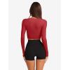 image:imageLASLULU Womens Tie Front Wrap Tops Long Sleeve Bolero Shrugs Crop Cardigan Yoga Ballet Cover up Tops Pilates OutfitsRed