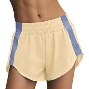 image:imageLASLULU Womens Running Shorts Contrast Color Biker Athletic Workout Summer Gym Shorts Quick Dry with Zip PocketKhaki